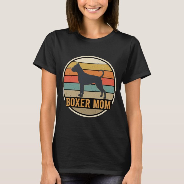Boxer Mamma Retro Solnedgång Hund T Shirt (Framsida)
