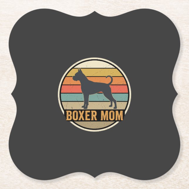 Boxer Mamma Retro Solnedgång Hund Underlägg Papper (Framsida)