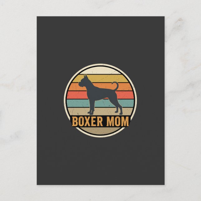 Boxer Mamma Retro Solnedgång Hund Vykort (Framsida)