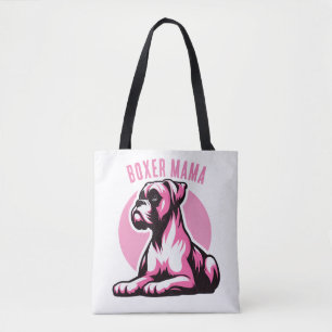 Boxer Mamma: Söt Rosa Boxer Hund Silhuett Tygkasse