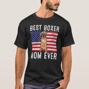 Boxer Mamma USA American Flagga Boxer Hundägare T Shirt