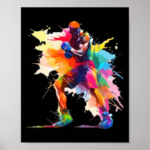 Boxer Man Boxing Paint Stänk Kickboxer Kickboxer Poster