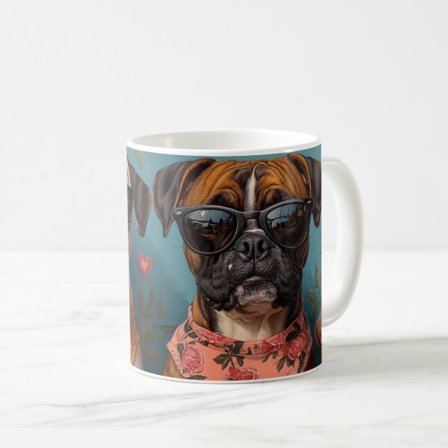 Boxer Med Hjärtros Alla Hjärtans Dag Kaffemugg (Framsida höger)