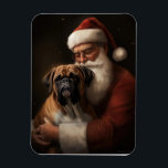 Boxer med Jultomten julafton Magnet<br><div class="desc">Förbered helgdag med vår charmerande jultomte och Hund juldesign. Det är perfekten till din festsamling!</div>