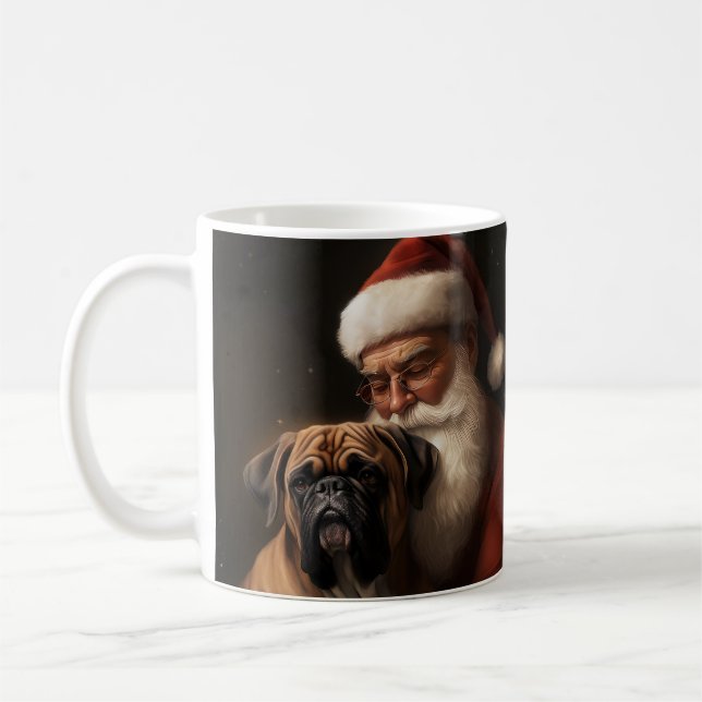 Boxer Med Santa Claus Festiv Jul Kaffemugg (Vänster)