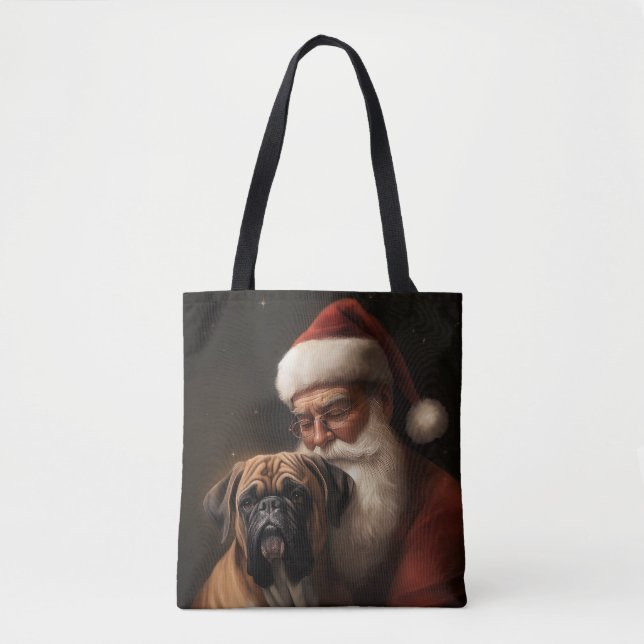 Boxer Med Santa Claus Festiv Jul Tygkasse (Framsida)