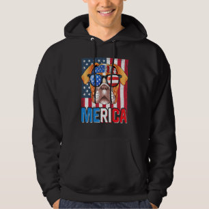 Boxer Merica Flagga American Puppy 4:e juli Hoodie