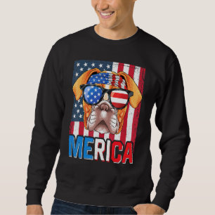 Boxer Merica Flagga American Puppy 4:e juli Lång Ärmad Tröja
