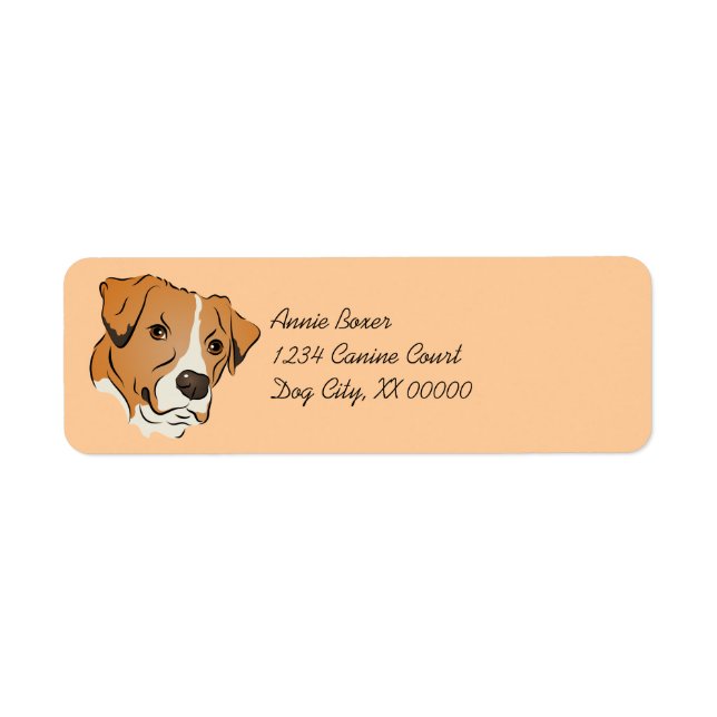 Boxer Mix Graphic Hund Porträtt Returadress Etikett (Framsidan)