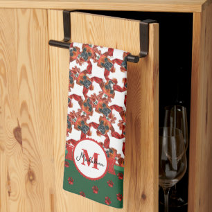 Boxer Mönster Monogram jul Hund Kökshandduk
