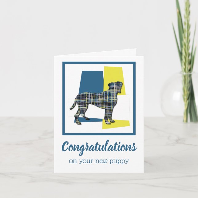 Boxer New Puppy Grattis Hälsning Kort (Framsida)