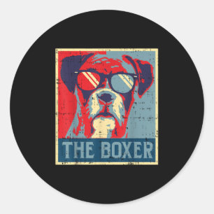 Boxer Obama Poster Vintage Animaliskt sällskapsdju Runt Klistermärke