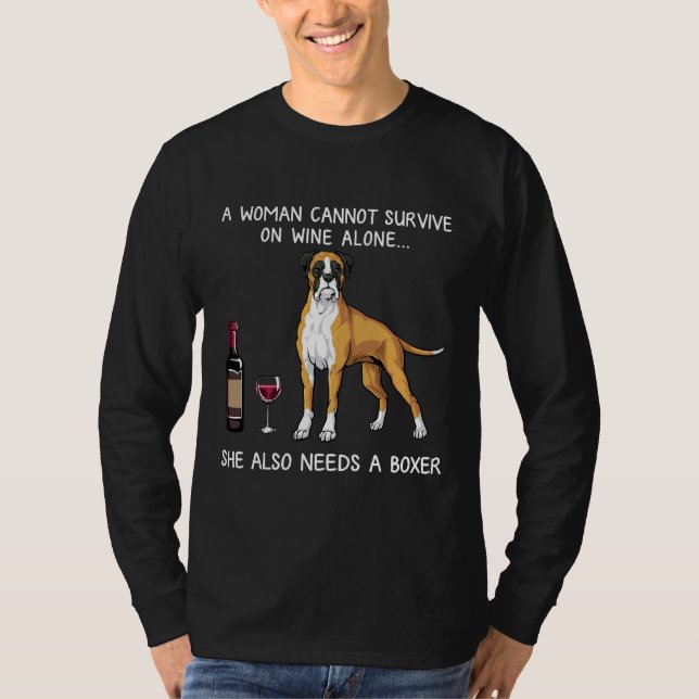 Boxer och Vin Hund T Shirt (Framsida)