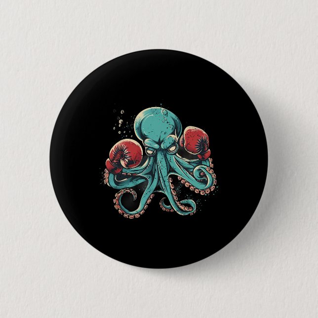 Boxer Octopus Älskare Ocean Sea Creating Kickboxin Knapp (Framsida)