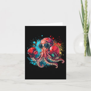 Boxer Octopus Älskare Ocean Sea Creating Kickboxin Kort