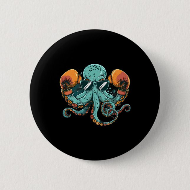 Boxer Octopus Älskare Ocean Sea Creature Funny Box Knapp (Framsida)