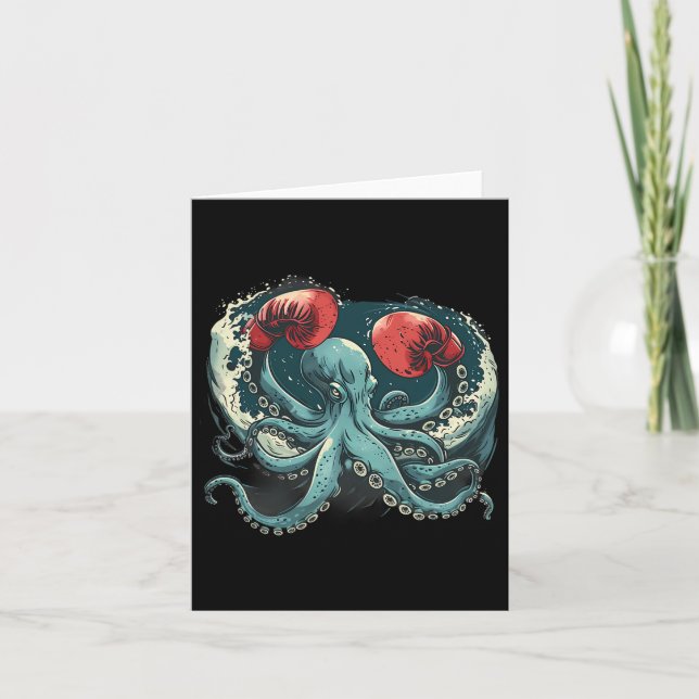 Boxer Octopus Älskare Ocean Sea Creature Funny Box Kort (Framsida)
