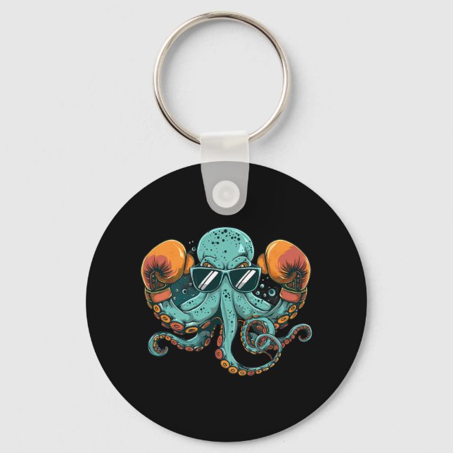 Boxer Octopus Älskare Ocean Sea Creature Funny Box Nyckelring (Framsida)