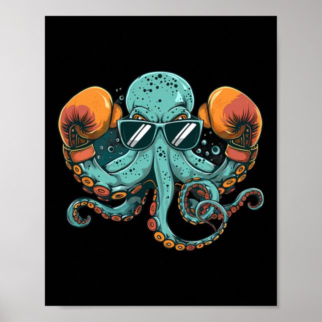 Boxer Octopus Älskare Ocean Sea Creature Funny Box Poster (Framsidan)