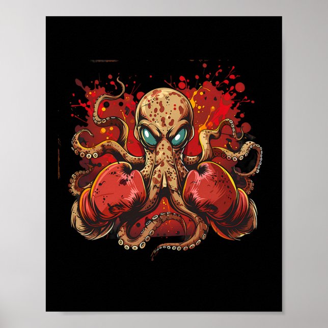Boxer Octopus Älskare Ocean Sea Creature Funny Box Poster (Framsidan)