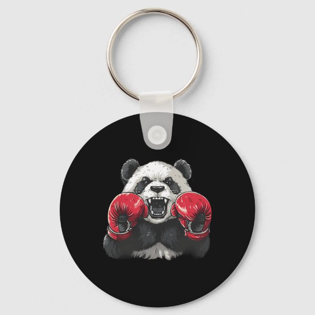 Boxer Panda med boxningshandskor kickboxning Rolig Nyckelring (Framsida)