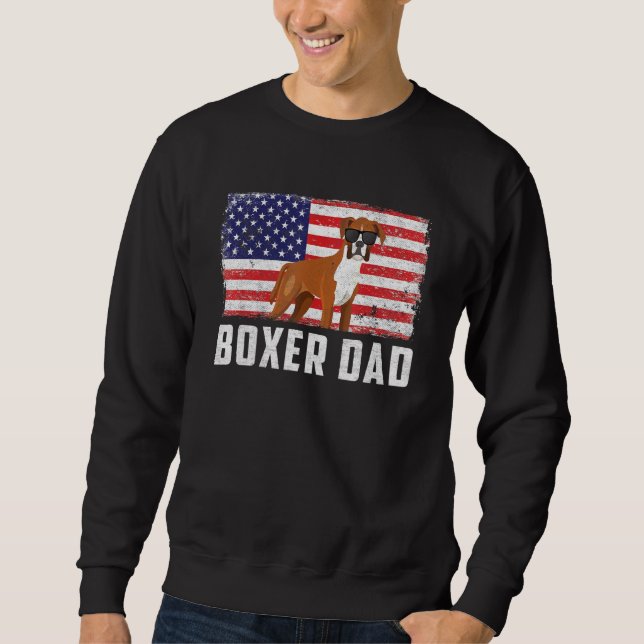 Boxer Pappa American Flagga 4:e juli Independence  Lång Ärmad Tröja (Framsida)
