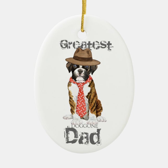 Boxer Pappa Ceramic Ornament (Framsidan)