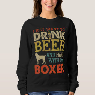 Boxer Pappa Drink Beer Håll ut med Hund Funny Mana T Shirt