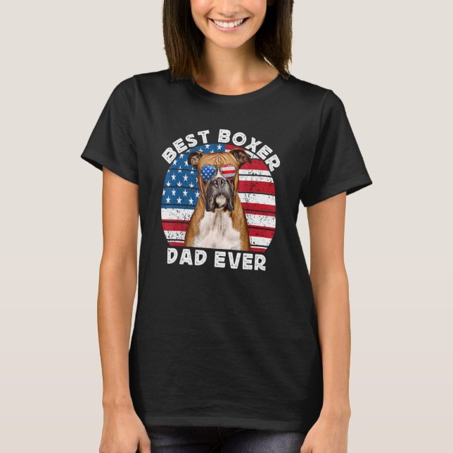 Boxer Pappa För manar Boxer Hund Pappa Owner Ameri T Shirt (Framsida)