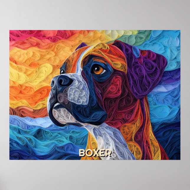 Boxer Papper Quilling Art Porträtt Poster (Framsidan)