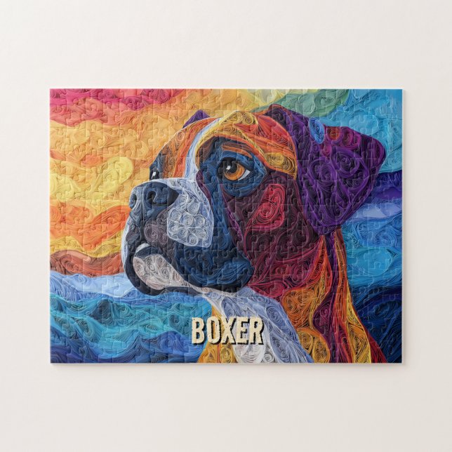 Boxer Papper Quilling Art Porträtt Pussel (Horisontell)