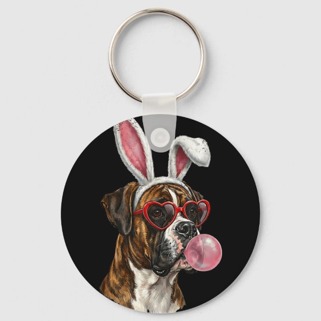 Boxer påskharen hundälskare  nyckelring (Framsida)