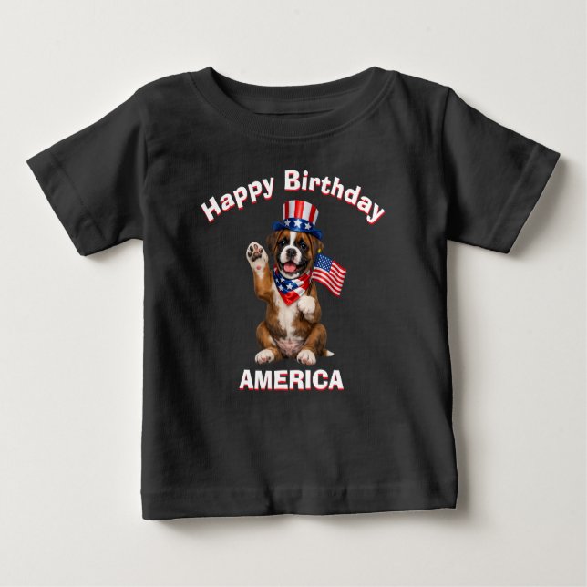 Boxer Puppy (2e) Patriotic Kid T-Shirt (Framsida)