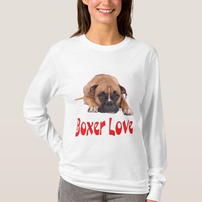 Boxer Puppy-Hund "Boxer Kärlek" Vinner Skift Tee Shirt (Framsida)