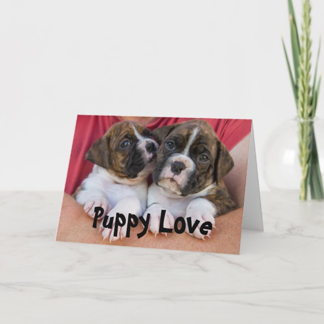 Boxer Puppy Kärlek Greeting Card Helgkort (Framsida)
