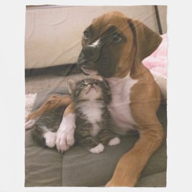 BOXER PUPPY OCH KITTEN FLEECEFILT (Framsidan)