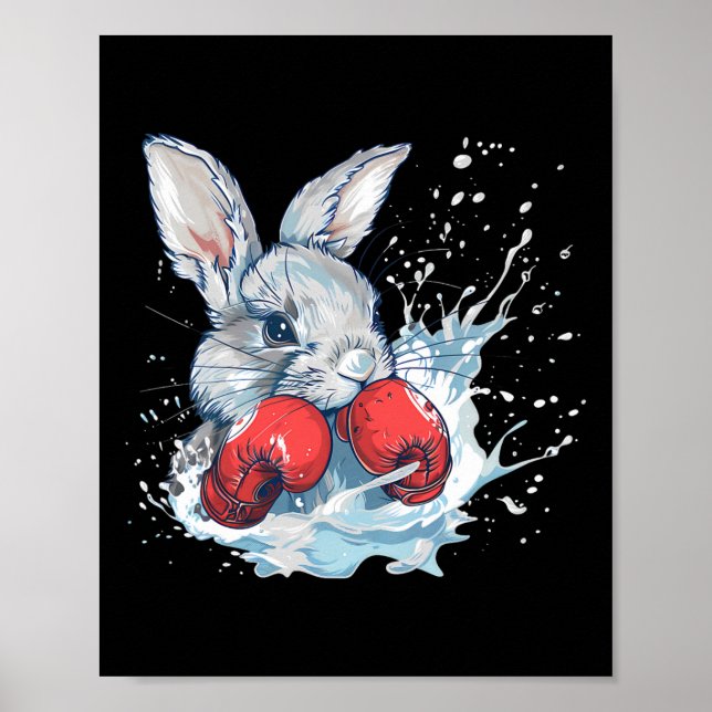 Boxer Rabbit With Boxing Gloves Kickboxing Funny B Poster (Framsidan)