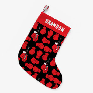 Boxer Red Boxing Handskar med mönster Liten Julstrumpa