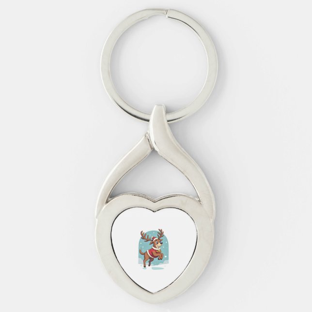 Boxer Reindeer Dash Twisted Heart Silverfärgad Nyckelring (Framsidan)
