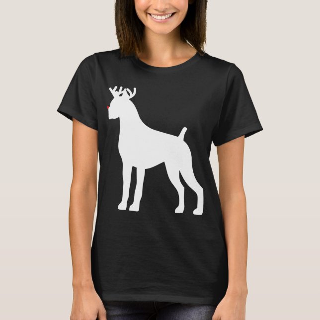 Boxer Reindeer jul-Hund T Shirt (Framsida)