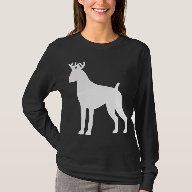Boxer Reindeer jul-Hund T Shirt (Framsida)