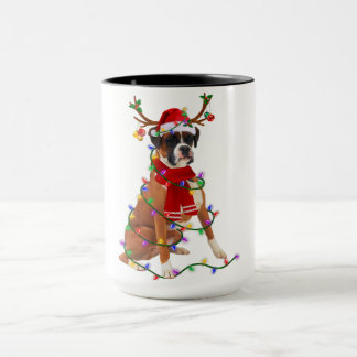 Boxer Reindeer jul Ljus Hund Julafton Älskare Gif Mugg