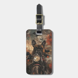 Boxer Riding Motorcycle Halloween Scary Bagagebricka