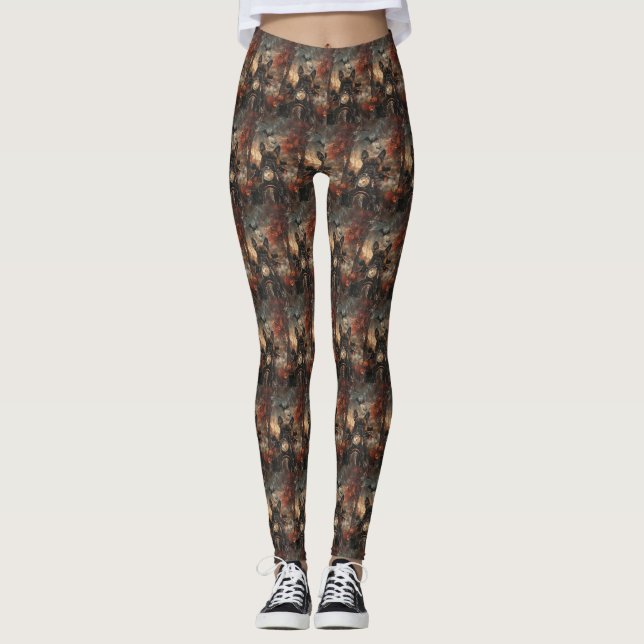 Boxer Riding Motorcycle Halloween Scary Leggings (Framsida)