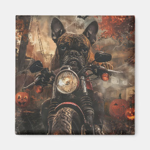 Boxer Riding Motorcycle Halloween Scary Magnet
