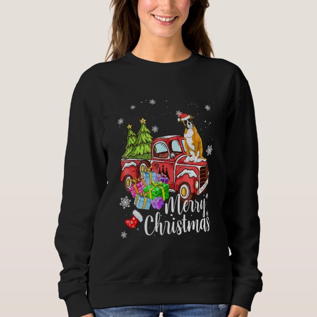 Boxer Ridning Röd Lastbil Xmas God Jul T Shirt (Framsida)