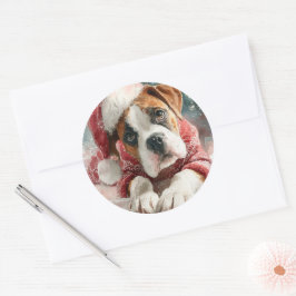 Boxer Round Round Julsticker Runt Klistermärke