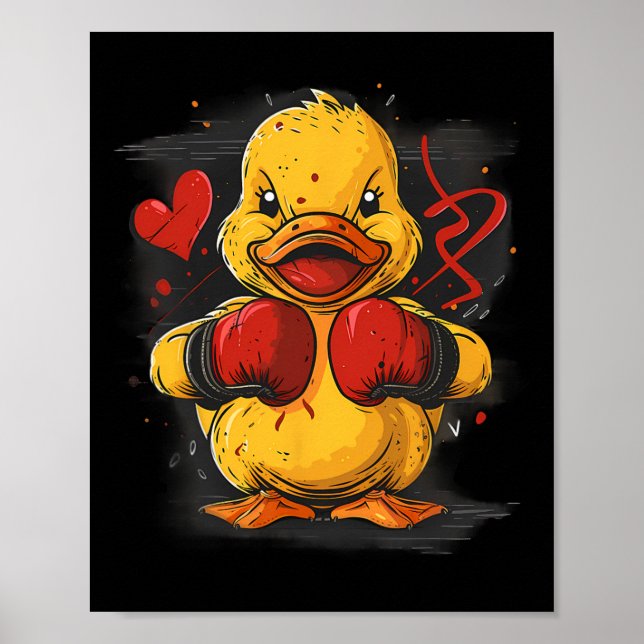 Boxer Rubber Duck With Boxing Gloves Kickboxing Fu Poster (Framsidan)