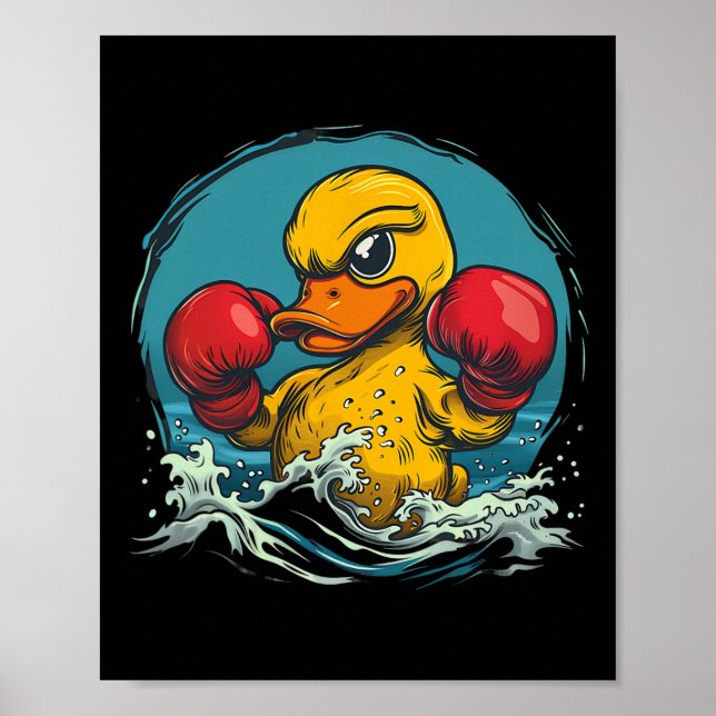 Boxer Rubber Duck With Boxing Gloves Kickboxing Fu Poster (Framsidan)