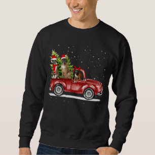 Boxer Santa Reindeer Red Lastbil Snö Julgran Lång Ärmad Tröja